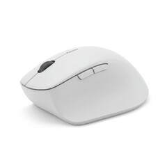 Close Up of a White Computer Mouse on a Seamless White Background in Studio Lighting