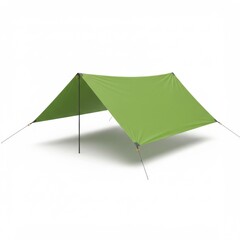 Green Rectangle Waterproof Tarp Shelter on White Background for Camping and Outdoors
