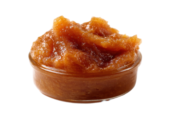 Glass Bowl of Apple Butter Spread on Transparent Background
