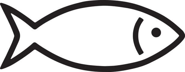 a simple black silhouette of a fish on a clean background, perfect for various design purposes