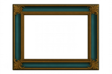 Classic gold and teal ornate frame, featuring a transparent background for easy placement and customization