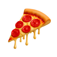 Melty Pepperoni Pizza Slice – Dripping Cheese Food Illustration with Golden Crust PNG file AI Generative