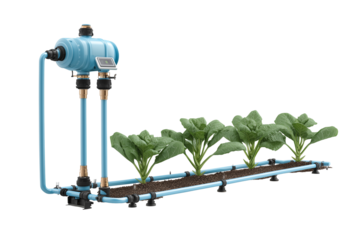 Smart irrigation system supports efficient water management for sustainable agriculture isolated on a white or transparent background 