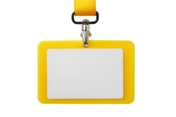 Bright yellow student ID card with blank space for personal information isolated on a white or transparent background 