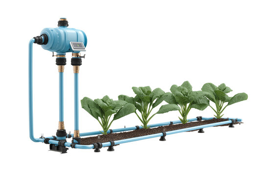 Smart irrigation system supports efficient water management for sustainable agriculture isolated on a white or transparent background  - Powered by Adobe