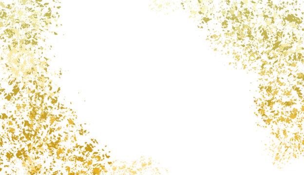 Gold sparkle splatter border . Gold Foil Frame Gold brush stroke on transparent background.