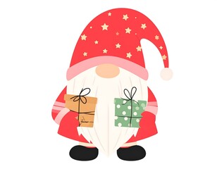 Christmas gnome holding gifts (1)
