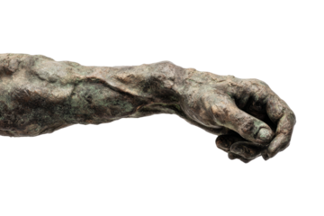 Bronze Arm Sculpture Isolated on Transparent Background
