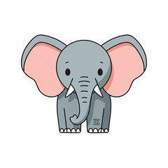 Fototapeta premium Cute Baby Elephant Cartoon Illustration with Big Ears