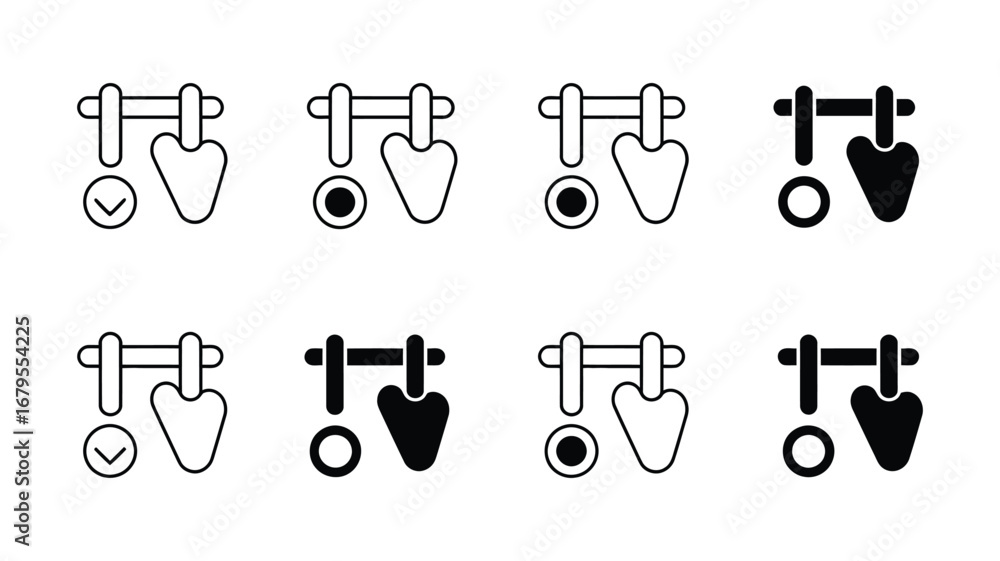 Poster vector art of set of door lock icons for security and access control in a simple and minimal style