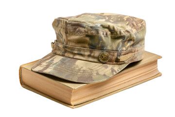 Fototapeta premium Camouflage Military Cap on Book ? Education Concept