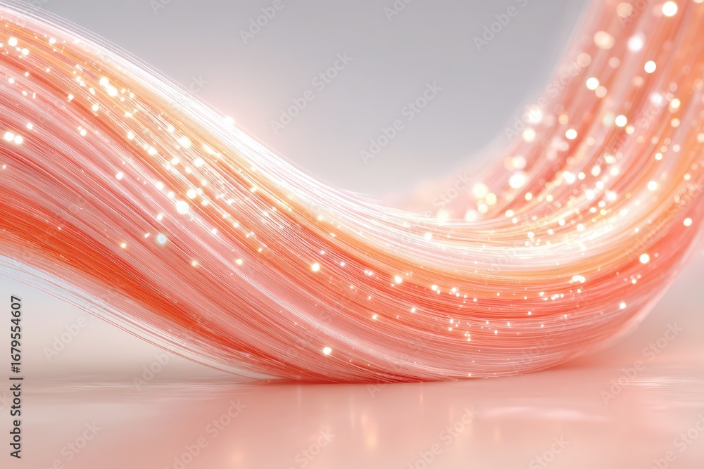 Poster abstract wave of orange lines with glowing lights, creating a dynamic and flowing pattern, perfect f