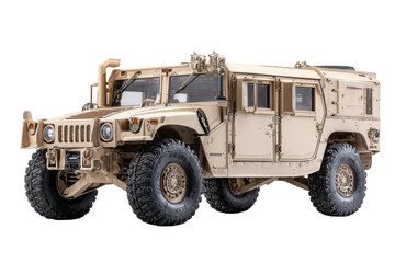 Desert Tan Military Humvee on Transparent Background