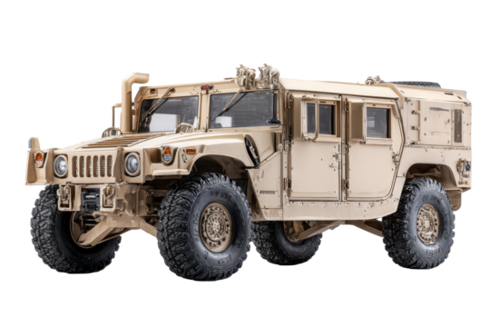Desert Tan Military Humvee on Transparent Background