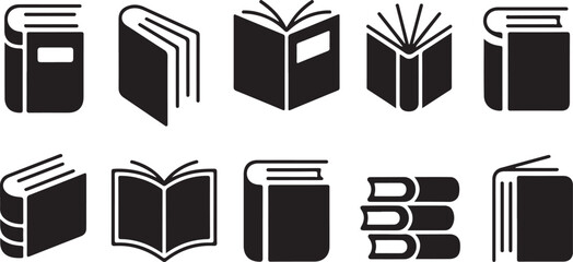 A Collection of Book Icons: Representing Learning, Reading, Education, and Knowledge in Various Forms