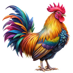 Fototapeta premium Rooster colorful feathers PNG transparent.