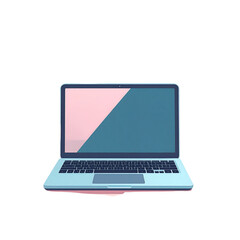 Fototapeta premium Flat Minimal Laptop with Coffee Cup Icon, Transparent PNG