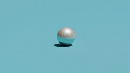 Abstract Pearl on Turquoise Background, Minimalist Aesthetic Focus