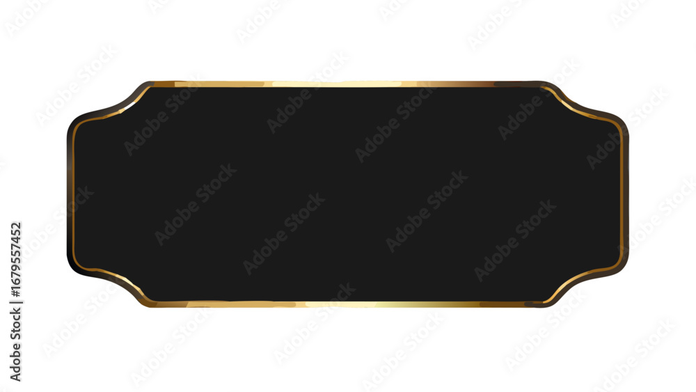 Aufkleber elegant black rectangle frame with ornate golden border and subtle shadow effect