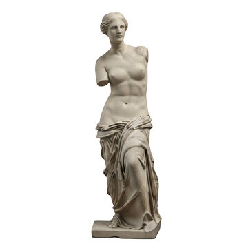 Ancient greek marble statue of venus de milo goddess of love and beauty transparent background