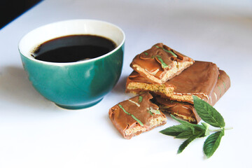 Dubai chocolate with coffee cup mint