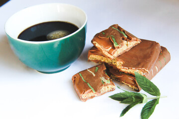 Dubai chocolate with coffee cup mint