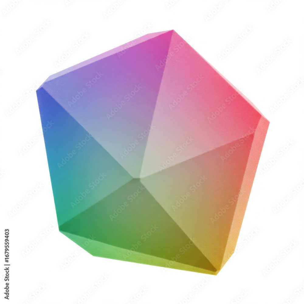 Poster abstract geometric shape with spectrum gradient on white background