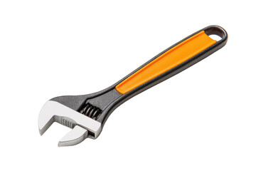 Obraz premium Adjustable Wrench with Orange Grip on Transparent Background