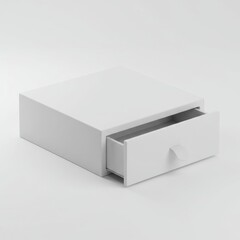 Fototapeta premium Minimalist White Drawer Opened Slightly in Soft Light for Storage Solution