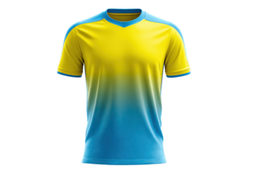 Yellow and Blue Football Jersey Mockup on Transparent Background