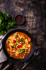 Lagman with beef and vegetables