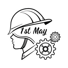 Fototapeta premium Bold Labour Day Typography Vector Design Collection with Tools and Gear Icons