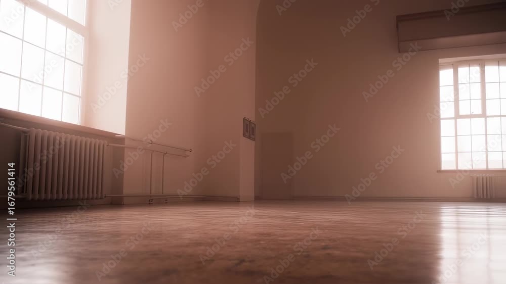 Poster serene interior: empty room with natural light flowing through windows creating calm atmosphere