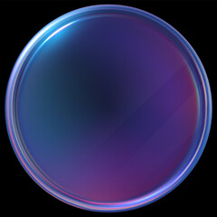 3D vector holographic iridescent glass circle coin with purple effect, game token, casino chip, realistic crystal lens