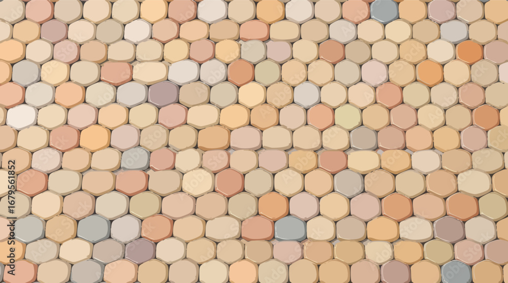 Aufkleber uniform grid of rounded hexagonal tiles in earthy tones abstract pattern.