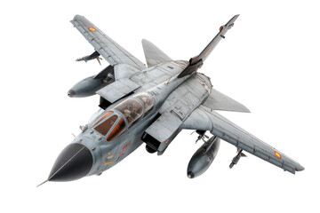 Gray Attack Jet on Transparent Background, Three-Quarter View