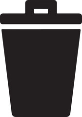 Black trash can icon with lid garbage waste