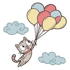 Flying Cat with Balloon 1