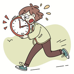 Woman Running Late with Clock 1