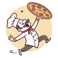 Chef Falling with Pizza 1