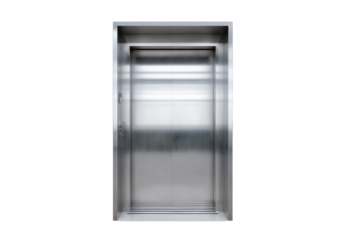 Stainless Steel Automatic Elevator Door on Transparent Background