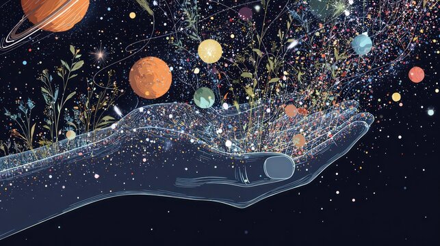 Celestial hand holds cosmos
