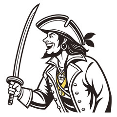 Vector art of pirate cartoon character with sword