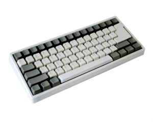 White keyboard with grey keys isolated on a transparent background.PNG,GENERATIVE AI