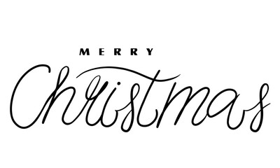 Merry Christmas title text on isolated background. Holiday greeting card vector elements 