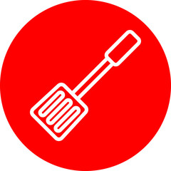Spatula Vector Line White Circle Red Icon Design