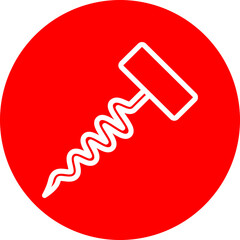 Fototapeta premium Corkscrew Vector Line White Circle Red Icon Design