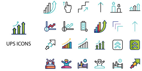 UPS simple concept 24 color icons set .Vector illustration.