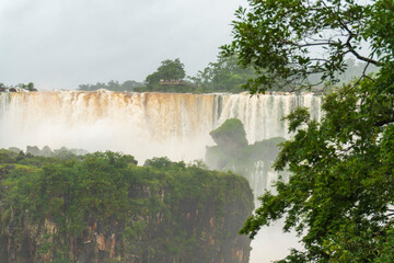 Complex of waterfalls Iguazu on the border of Argentina, Brazil and Paraguay. Argentinian side.