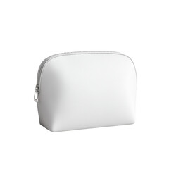 A simple white zippered cosmetic bag or makeup pouch isolated on transparent background